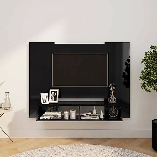 Tv-wandschrank Hochglanz-schwarz 120x23,5x90 Cm Spanplatte günstig online kaufen