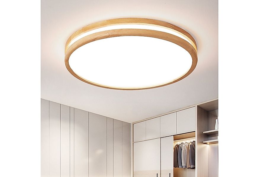 style home LED Deckenleuchte Runde Deckenlampe aus Holz & Metall, dimmbar m günstig online kaufen