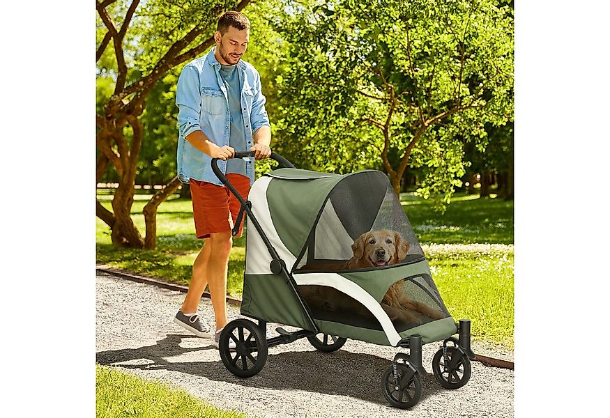 PawHut Hundebuggy klappbar, mit Kissen, Netzfenstern, Türen, Aufbewahrungst günstig online kaufen