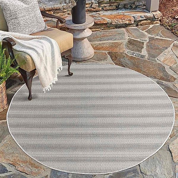 Carpet City Outdoorteppich "PALM3471" rund 5 mm Höhe Wetterfest & UV-bestän günstig online kaufen