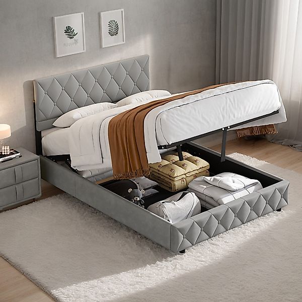OKWISH Polsterbett Stauraumbett Funktionsbett (Ausgezeichnete Atmungsaktivi günstig online kaufen