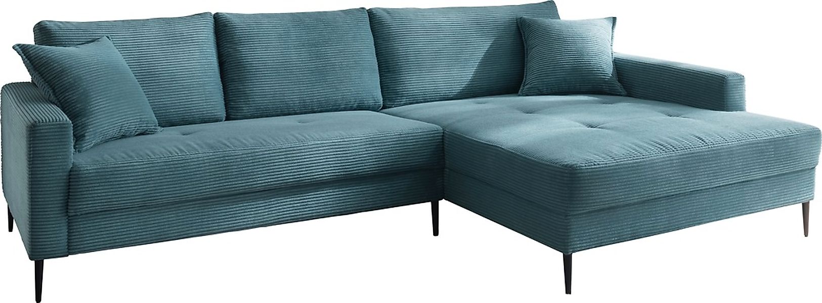Trends by HG Ecksofa "Summer L-Form" in Cord-Stoff mit Metallfuß günstig online kaufen