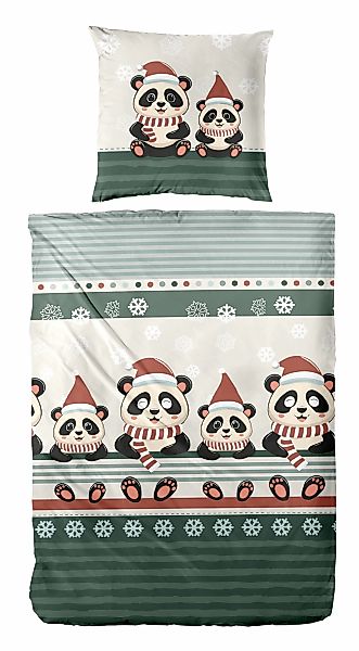 Primera Bettwäsche "Feinbiber-Bettwäsche Weihnachtspanda" 2 Stk. tlg. mit n günstig online kaufen