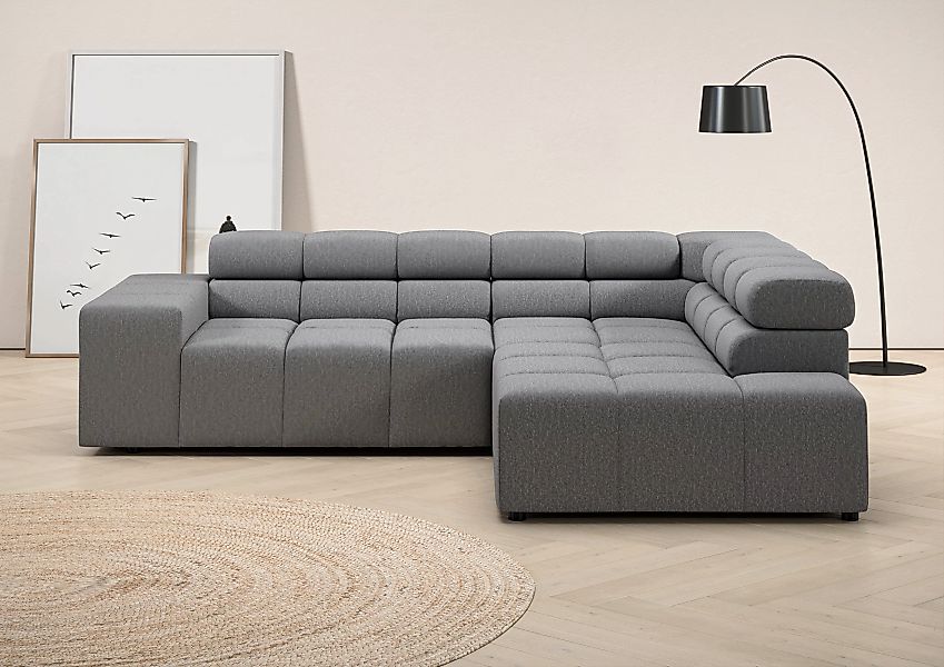 INOSIGN Ecksofa "Ancona, incl. Kopfteilverstellung + 3 Zierkissen L-Form,", günstig online kaufen