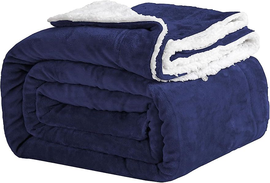 Wohndecke Kuschelige Wohndecke Fleecedecke mit Sherpa-Futter günstig online kaufen