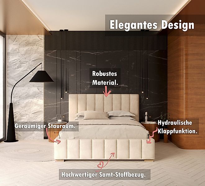 thematys Polsterbett Bett Stauraumbett Velours 90x200, günstig online kaufen