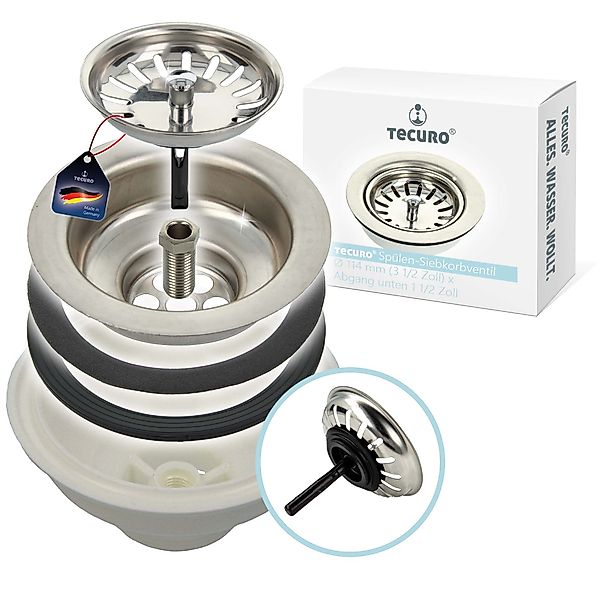tecuro Siphon Spülen-Siebkorbventil Ø 114 mm günstig online kaufen
