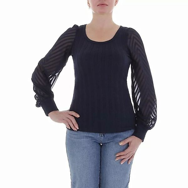 Ital-Design Langarmbluse Damen Elegant Transparent Top & Shirt in Dunkelbla günstig online kaufen