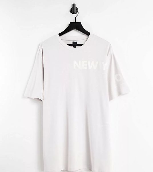 River Island Big & Tall – T-Shirt mit NY-Print in Grau günstig online kaufen