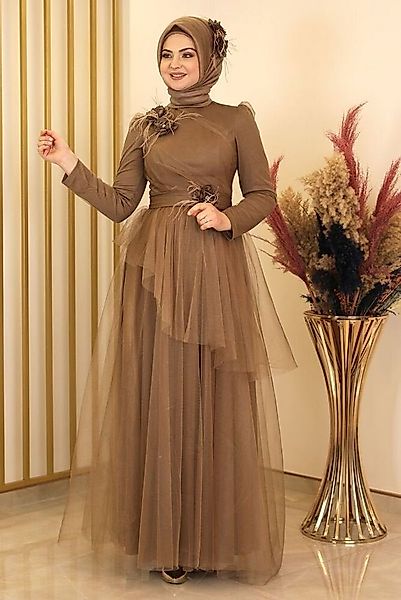 Modavitrini Tüllkleid Damen Abendkleid Abiye Abaya Hijab Kleid Maxikleid (C günstig online kaufen