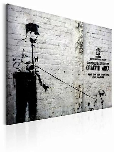 artgeist Wandbild Graffiti Area (Police and a Dog) by Banksy schwarz/weiß G günstig online kaufen
