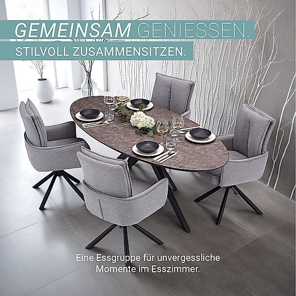 Homestyle4u Essgruppe Esstisch oval mit 4 günstig online kaufen