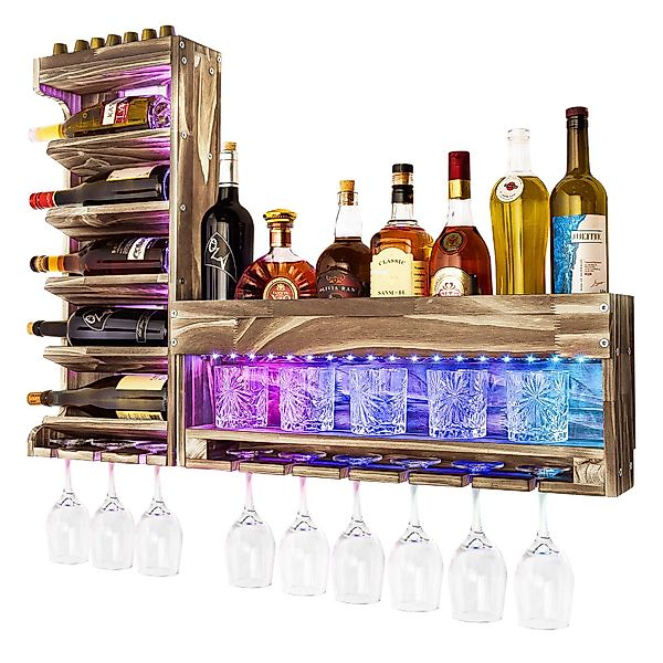 Yorbay Weinregal Weinregal aus Holz, Wandbar günstig online kaufen