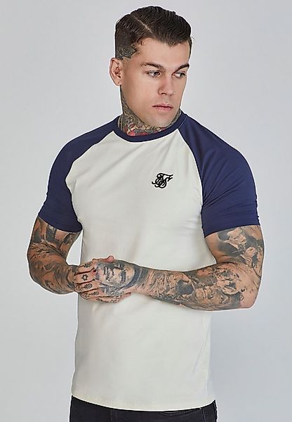 Siksilk T-Shirt SikSilk Herren Ecru-Marine Raglan T-Shirt günstig online kaufen