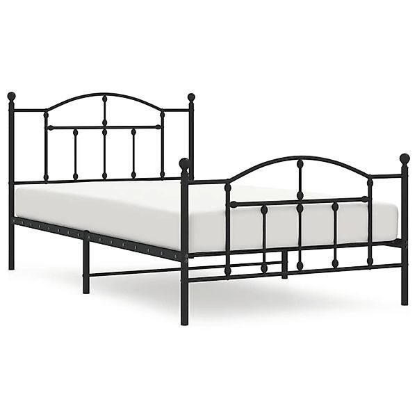 vidaXL Bettgestell mit Kopf- und Fußteil Metall Schwarz 107x203 cm 353453 günstig online kaufen
