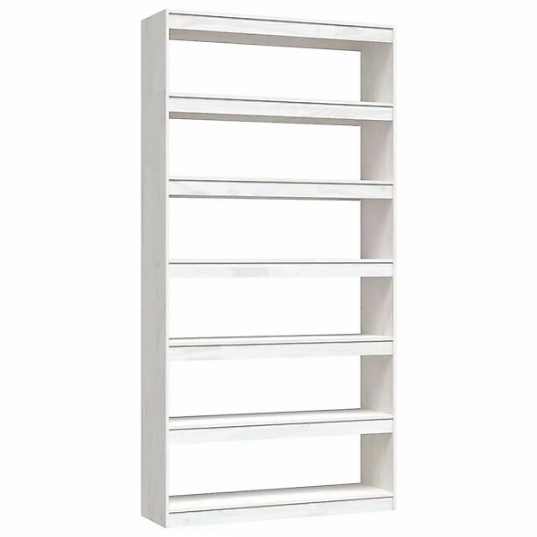 vidaXL Bücherregal/Raumteiler Weiß 100x30x200 cm Kiefer Massivholz günstig online kaufen