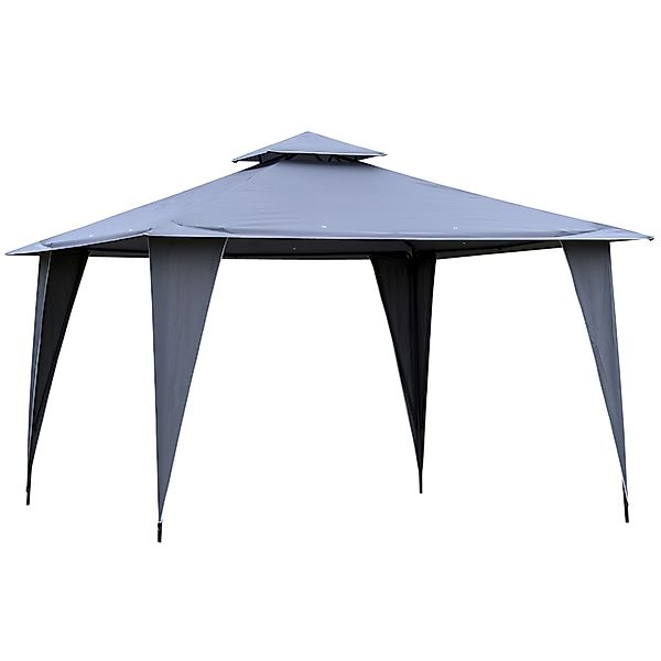 Outsunny Pavillon Partyzelt Doppeldach 3,45x3,45m Metall Polyester grau, wa günstig online kaufen