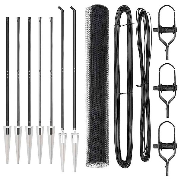 vidaXL Zaunpfosten Grau 10 x 1,2 m 13 mm Maschen Stahl und PVC 3353203 günstig online kaufen