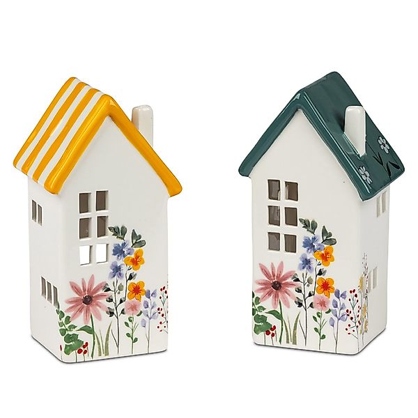 formano Teelichthalter Blumenwiese, Weiß, Motiv: Häuser günstig online kaufen