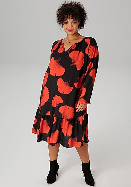 Aniston PLUS Sommerkleid Mit großflächigem Blütendruck günstig online kaufen