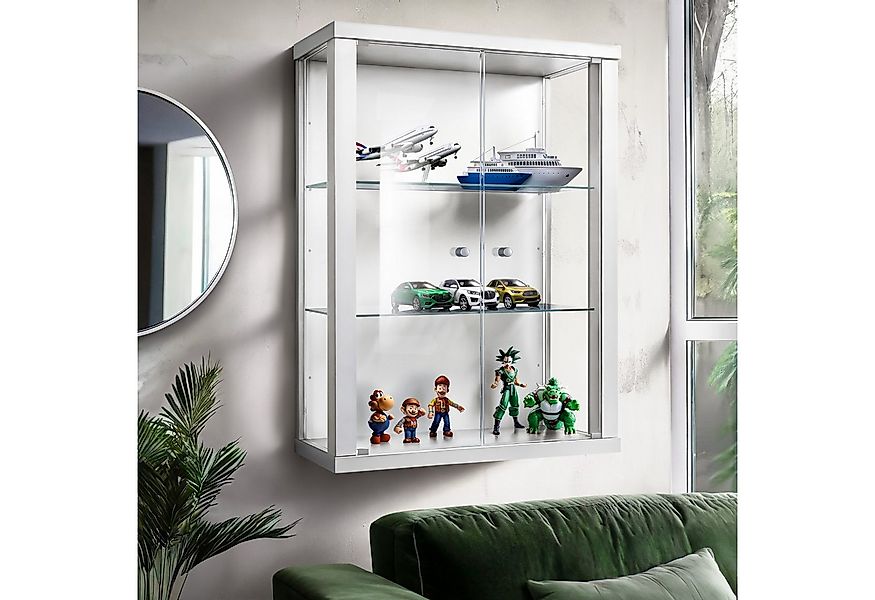 K-Möbel Hängevitrine C1012 (Glasvitrine (80x60x25 cm) mit 2 Glastüren) Glas günstig online kaufen