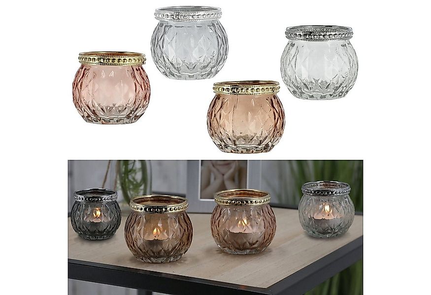 CEPEWA Teelichthalter Teelichtglas 4er Set orientalisch Glas Ø6,5cm H5,7cm günstig online kaufen