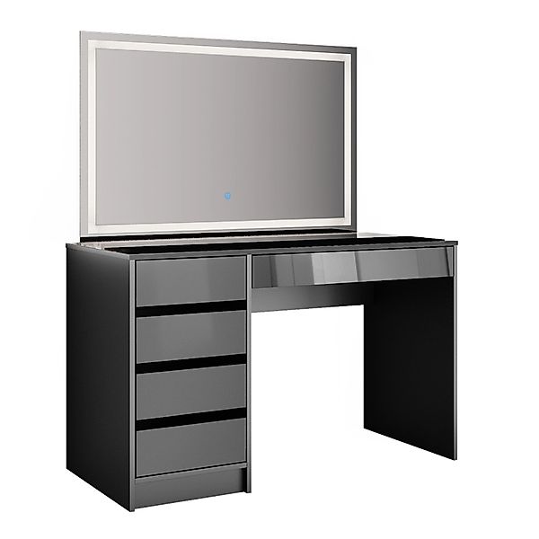 Vicco Schminktisch Sherry, Anthrazit Hochglanz, 120 cm mit LED-Spiegel (1-S günstig online kaufen