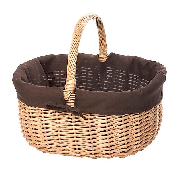 Holzwaren Wasmer Einkaufskorb Weidenkorb "Oval" mit Stoffüberschlag Braun günstig online kaufen