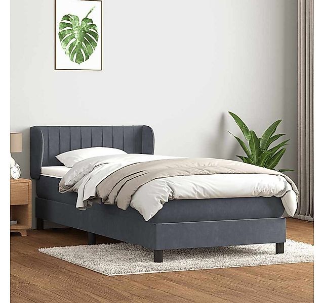 vidaXL Boxspringbett, Boxspringbett mit Matratze Dunkelgrau 80x210 cm Samt günstig online kaufen