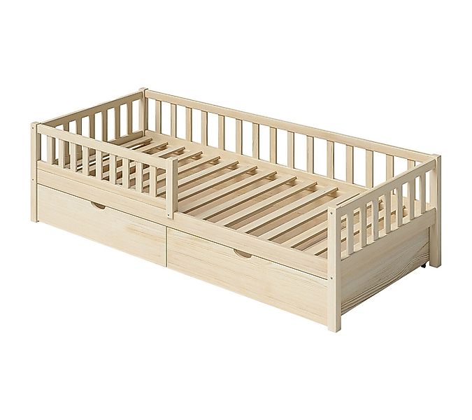 Bellabino Kinderbett Vils mit Lattenrost und Rausfallschutz 90x200 cm (natu günstig online kaufen