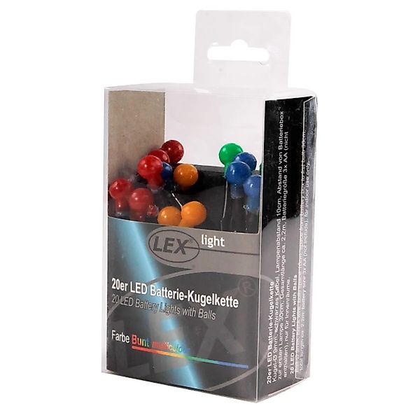 Lex 20er LED Batterie Kugelkette Lichterkette Bunt Kugeln Batterie Beleucht günstig online kaufen