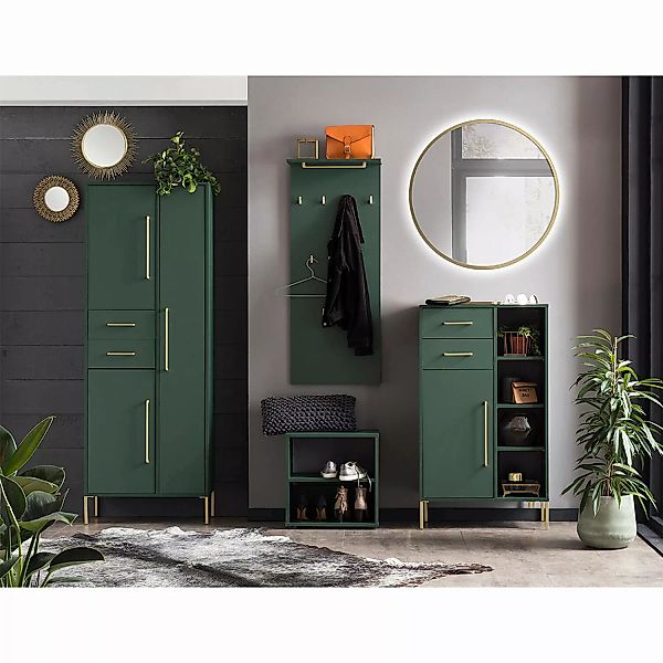 Garderoben Möbel Set mit 80 cm Spiegel KELLA-80 in waldgrün günstig online kaufen