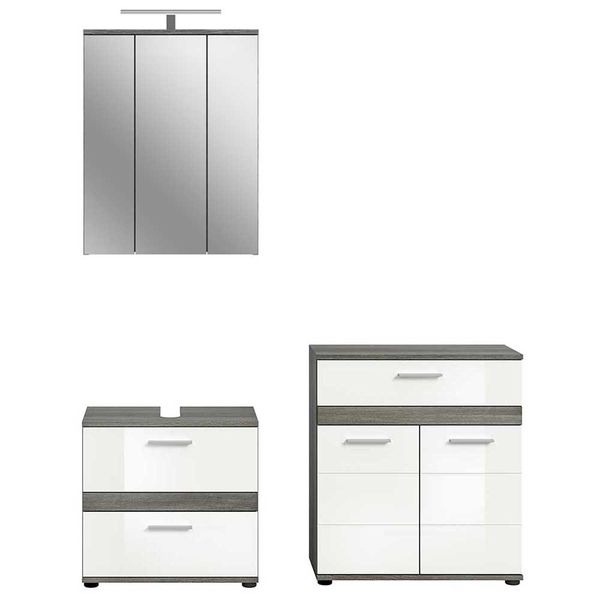 Badmöbel Set Badmöbelset 34 cm tief in modernem Design (dreiteilig) günstig online kaufen