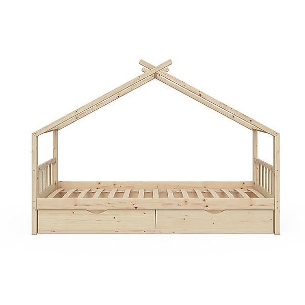 VitaliSpa® Hausbett Design, Naturholz, 90x200 cm mit 2 Schubladen günstig online kaufen