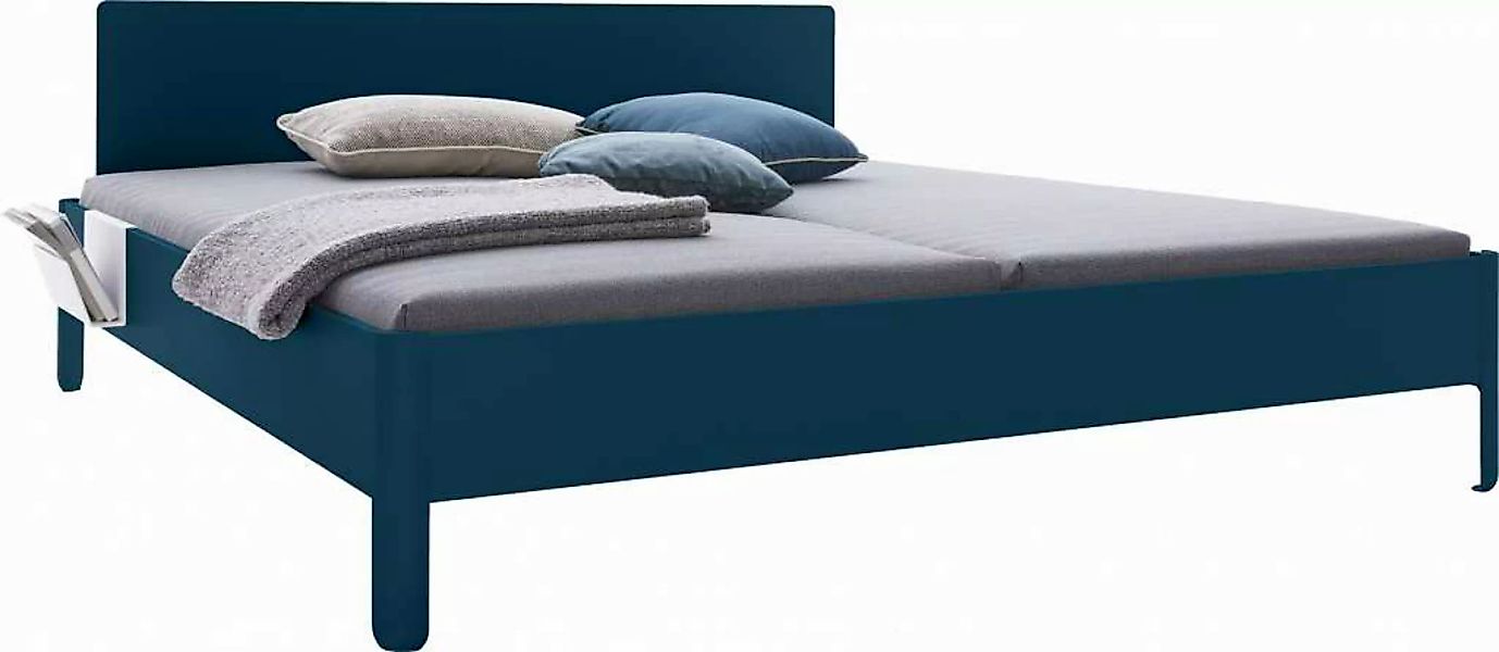 NAIT Doppelbett farbig lackiert Sattblau 200 x 210cm Mit Kopfteil günstig online kaufen