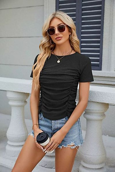 BlauWave Kurzarmshirt Damen Bauchfrei Shirt Gerippt Kordelzug Crop Tops (1- günstig online kaufen