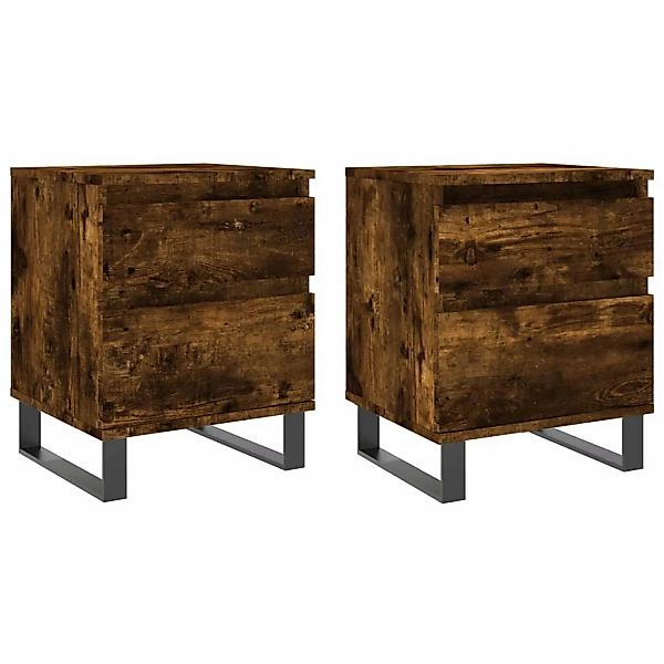 vidaXL Nachttische 2 Stk Räuchereiche 40x35x50 cm Holzwerkstoff Modell 4 günstig online kaufen
