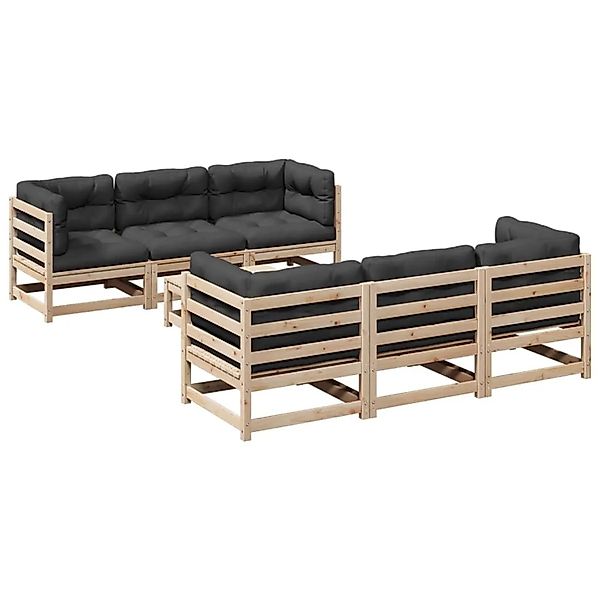 vidaXL 7-Tlg Garten-Sofagarnitur mit Kissen Massivholz Kiefer 3299301 günstig online kaufen