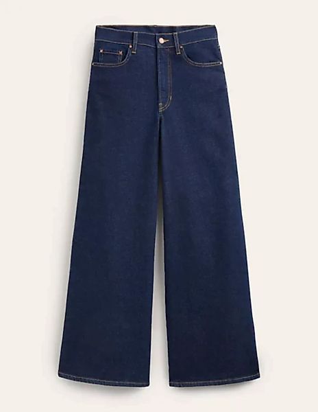 Hoch geschnittene Jeans mit weitem Bein Damen Boden, Indigo günstig online kaufen