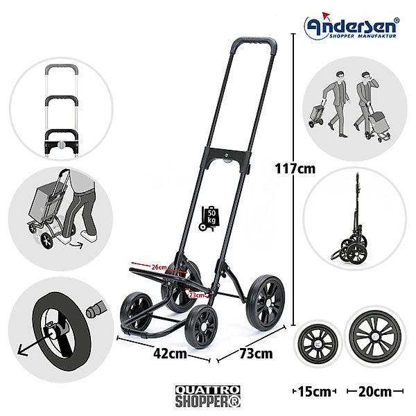 Andersen Einkaufstrolley Quattro Shopper Milla schwarz, günstig online kaufen