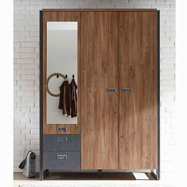 Lomadox Kleiderschrank DALLAS-61 Stirling Oak Nb. und Matera Anthrazit 143x günstig online kaufen