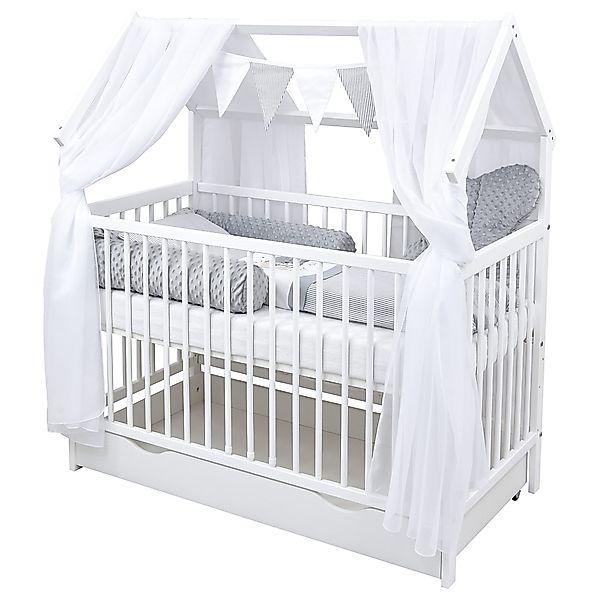 Baby-Delux Komplettbett Hausbett Babybett Schublade Schutzgitter günstig online kaufen