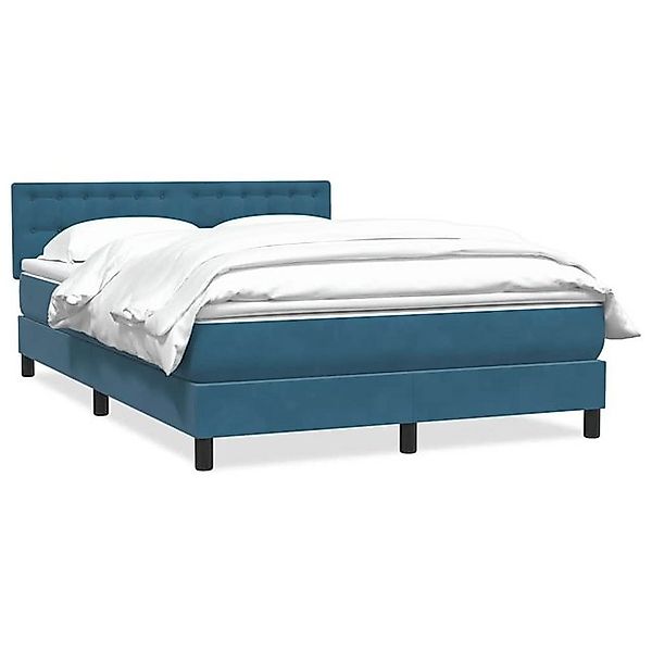 vidaXL Boxspringbett, Boxspringbett mit Matratze Dunkelblau 140x220 cm Samt günstig online kaufen
