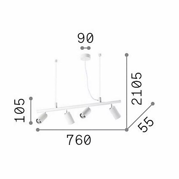 Ideal Lux Hängelampe Dynamite messing/schwarz Metall 4-flg. günstig online kaufen