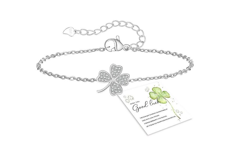 LuxusKollektion Ketten und Armband Set Glücksarmband Damen Silber Kleeblatt günstig online kaufen