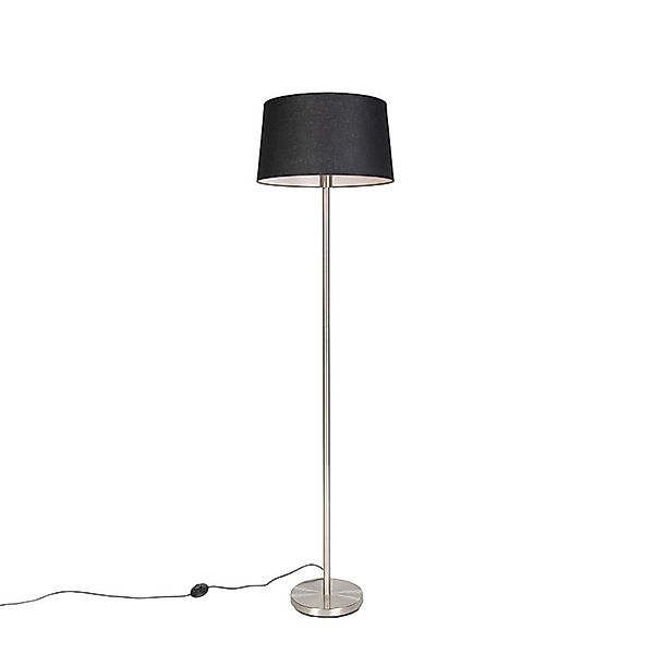Qazqa Stehlampe Simplo, ohne Leuchtmittel, E27, Schwarz, Modern, Textil, 1- günstig online kaufen