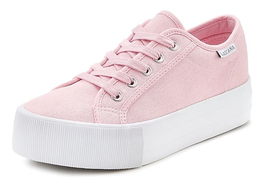 LASCANA Sneaker, Schnürhalbschuh, Freizeitschuh aus Textil mit Plateausohle günstig online kaufen