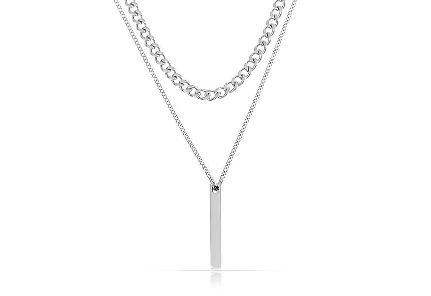 Made by Nami Edelstahlketten-Set Doppellagige Herren Halskette Silber mit S günstig online kaufen
