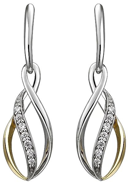 JOBO Paar Ohrhänger, 925 Silber bicolor vergoldet mit 14 Zirkonia günstig online kaufen