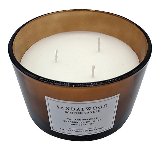 Spetebo Duftkerze 3 Docht Kerze im Glas - Duft Kerze - SANDELHOLZ (Stück, 1 günstig online kaufen